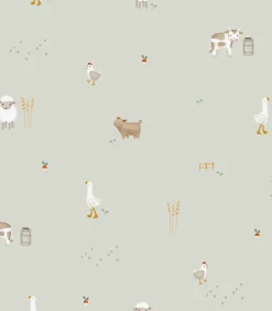 Best Vliesbehang Little Farm Groen Wanddecoratie
