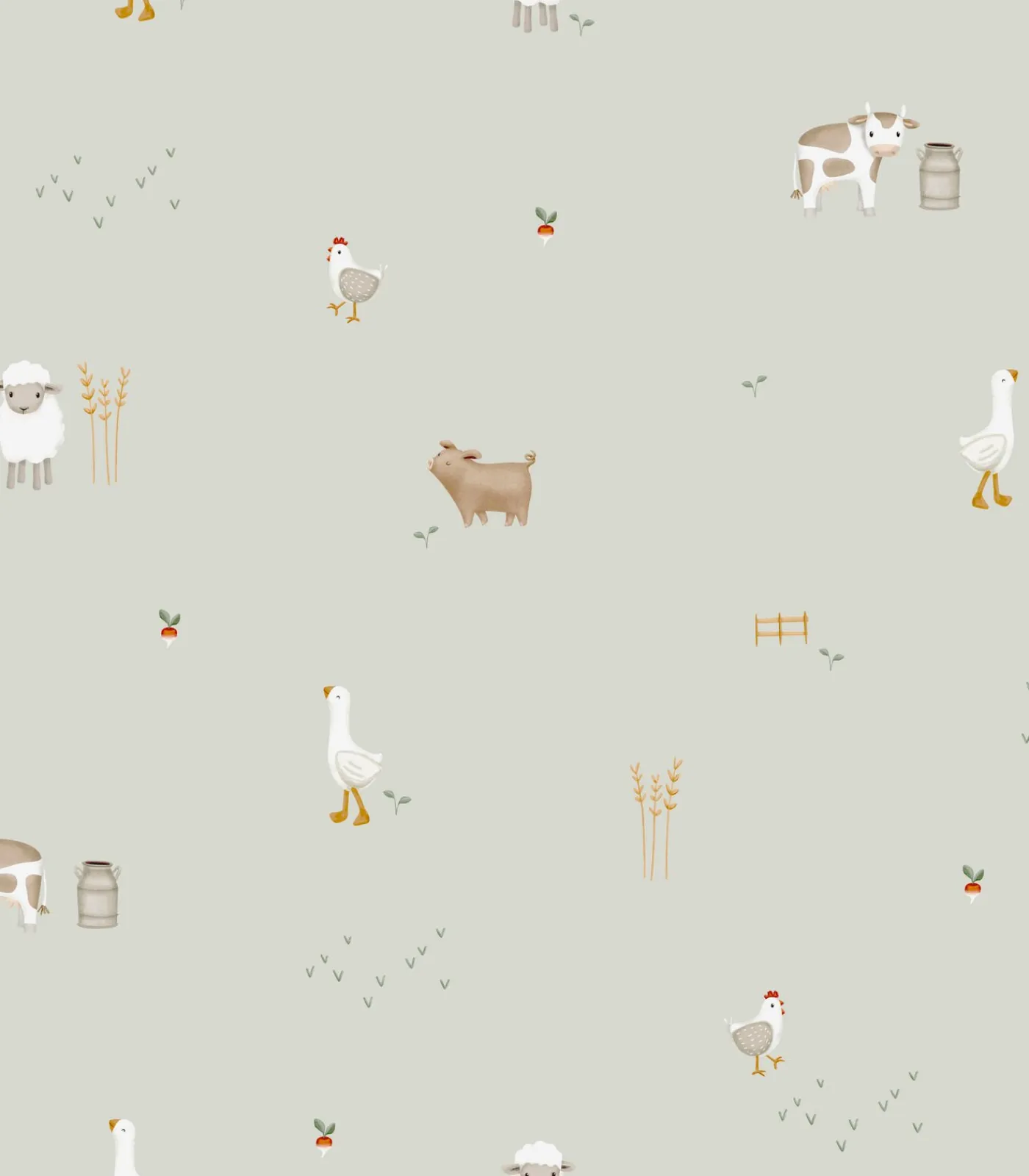 Best Vliesbehang Little Farm Groen Wanddecoratie