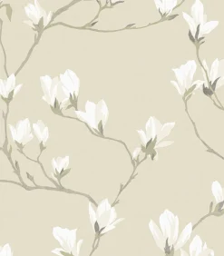 Best Vliesbehang Magnolia Grove Natural | Wanddecoratie
