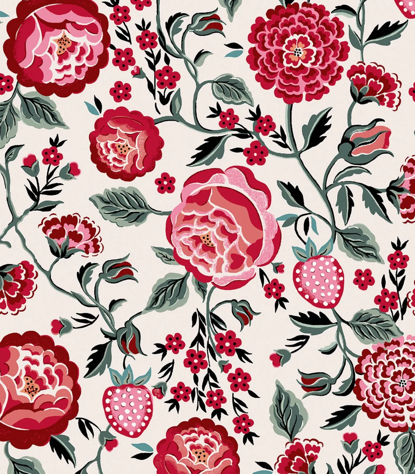 Best Vliesbehang Strawberry Garden Rose Wanddecoratie