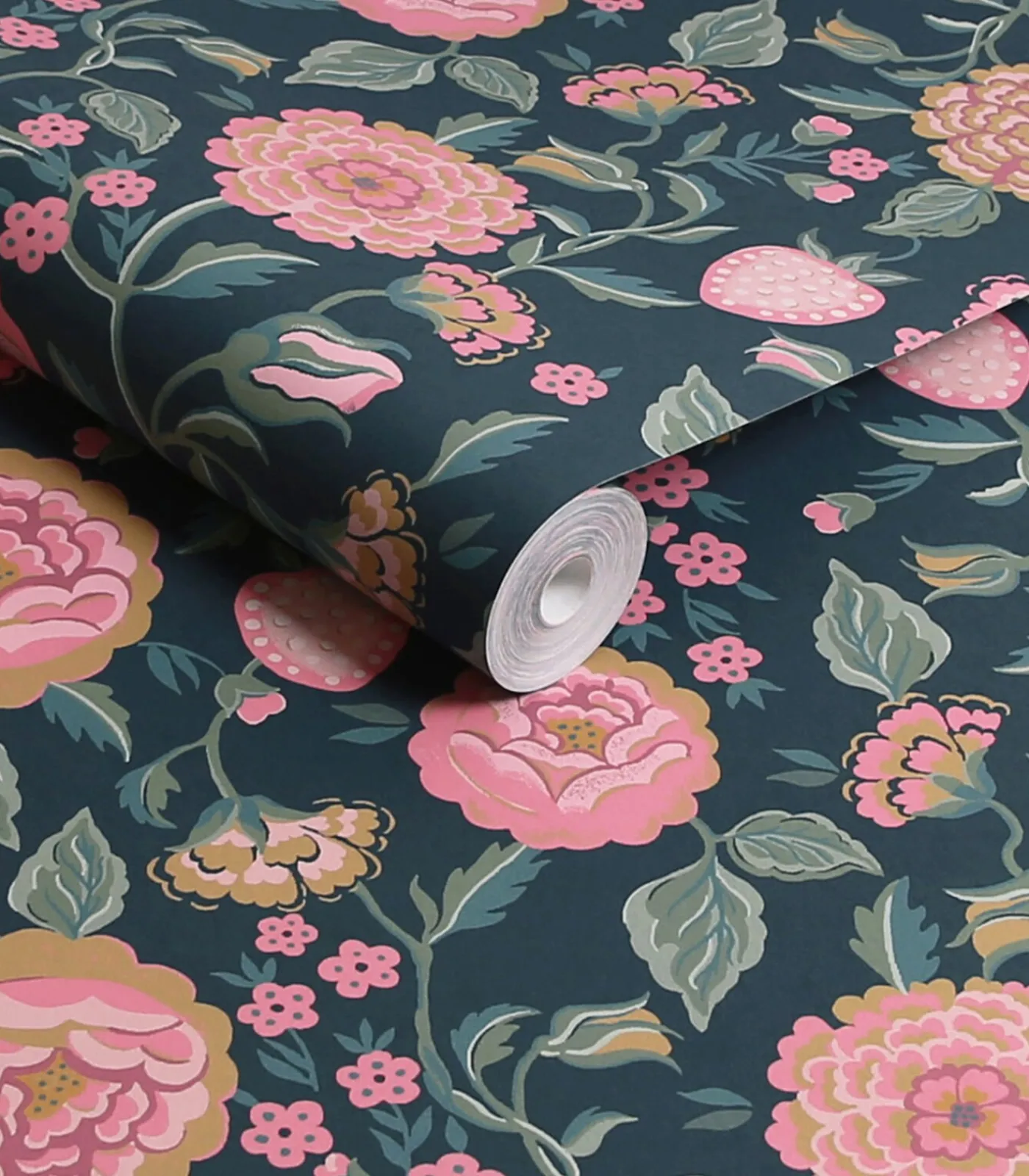 Vliesbehang Strawberry Garden Navy Wanddecoratie