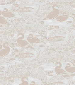 Hot Vliesbehang Swans Dove Grey| Beige Grijs Wanddecoratie