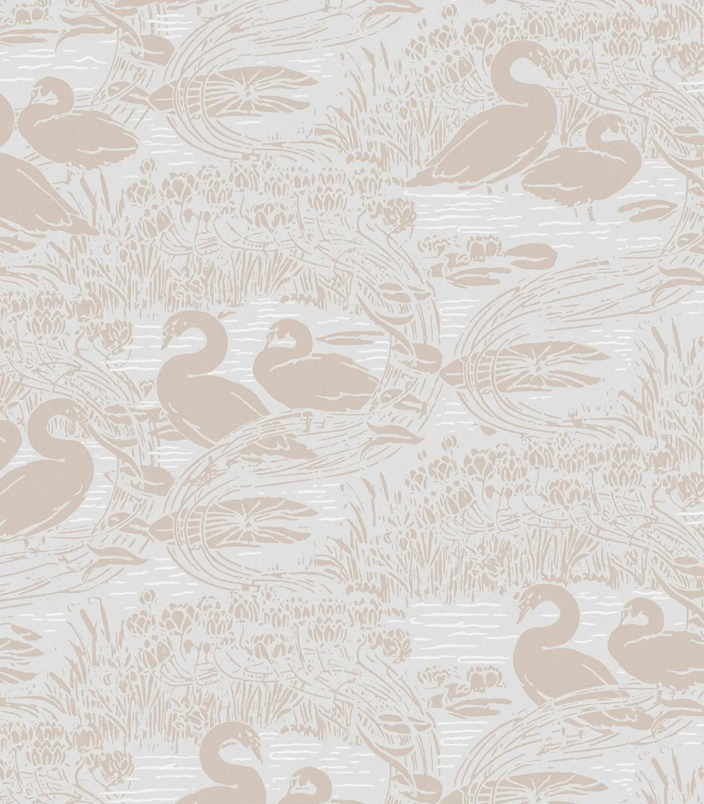 Hot Vliesbehang Swans Dove Grey| Beige Grijs Wanddecoratie