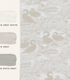 Hot Vliesbehang Swans Dove Grey| Beige Grijs Wanddecoratie