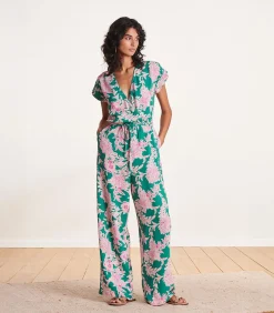 DAMES La Fée Maraboutée Vloeiend groen en roze broekpak met bloemenprint