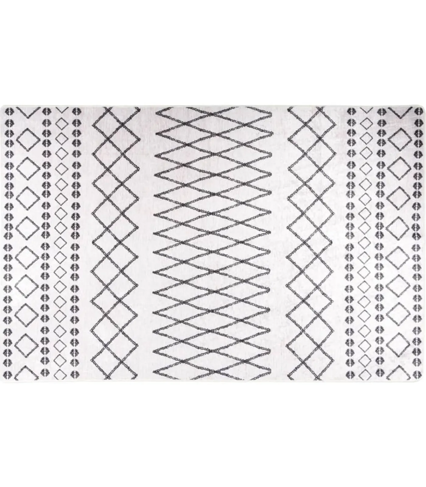 New Vloerkleed wasbaar anti-slip 160x230 cm zwart en wit Tapijten