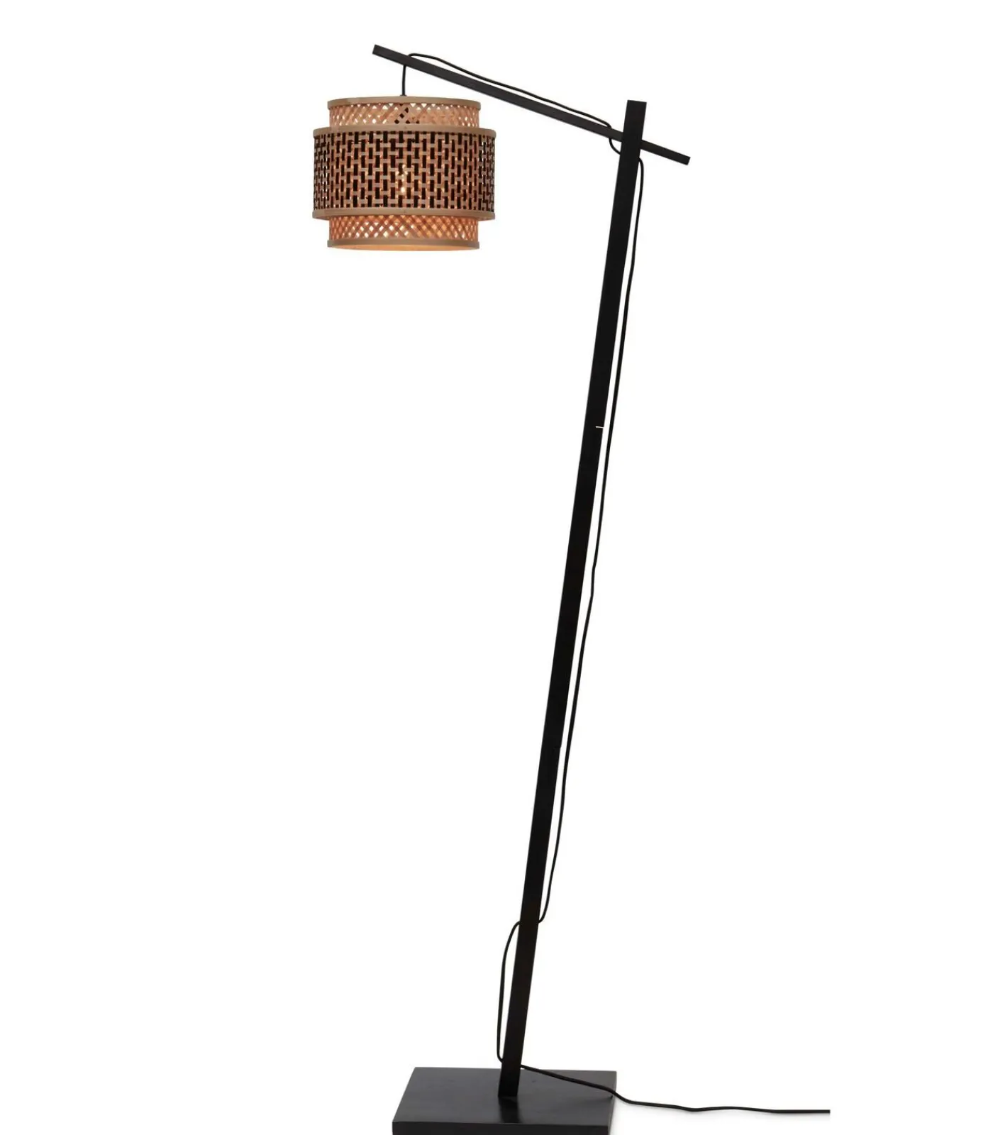 Outlet Vloerlamp Bhutan - Bamboe Zwart/Naturel - 55x31x150cm Vloerlampen
