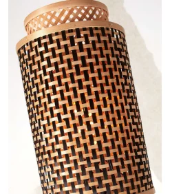 Vloerlamp Bhutan - Bamboe/Zwart - 20x20x145cm Vloerlampen