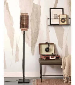 Hot Vloerlamp Bhutan - Zwart/Bamboe - 20x20x145cm Vloerlampen