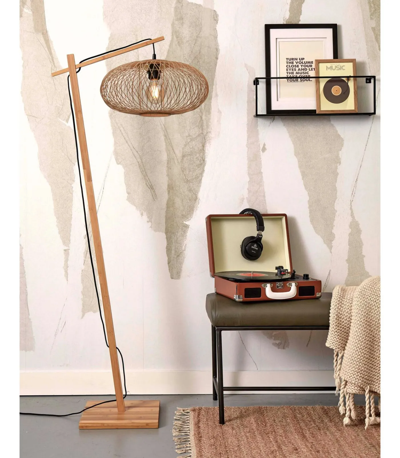 Clearance Vloerlamp Cango - Bamboe - 62x40x150cm Vloerlampen