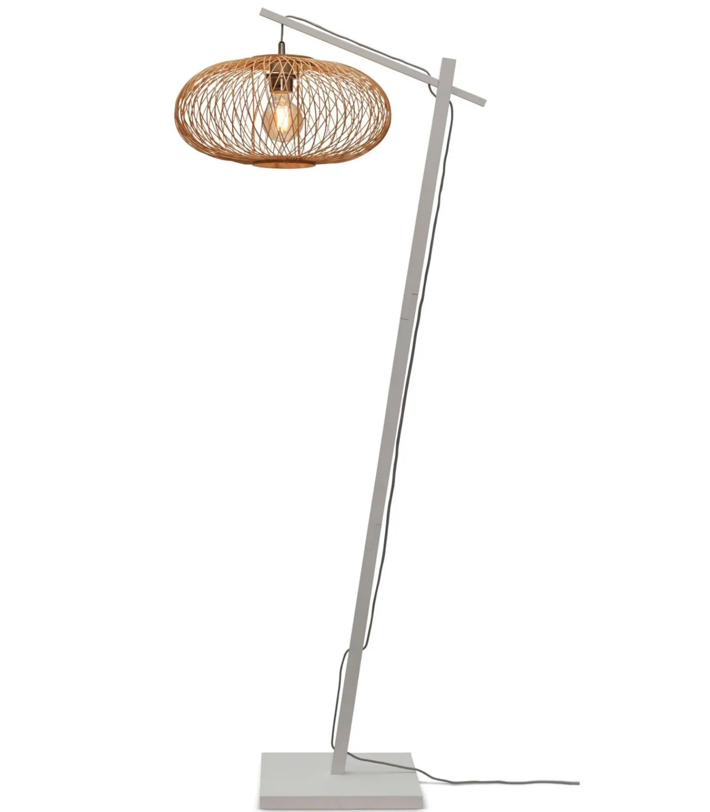 Clearance Vloerlamp Cango - Bamboe Wit/Naturel - 62x40x150cm Vloerlampen
