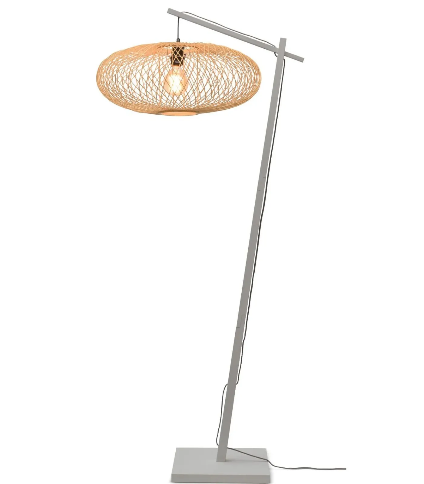 Best Vloerlamp Cango - Bamboe Wit/Naturel - 36x60x176cm Vloerlampen