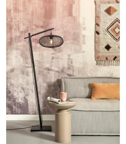 New Vloerlamp Cango - Bamboe Zwart/Zwart - 62x40x150cm Vloerlampen