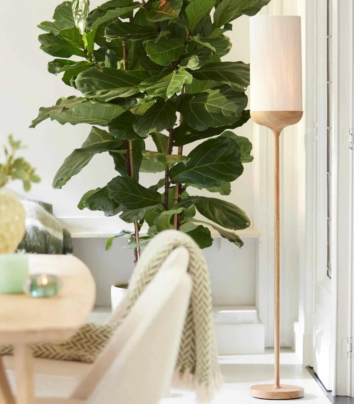 Outlet Vloerlamp Dania - Crème/Naturel - Ø23x159cm Vloerlampen