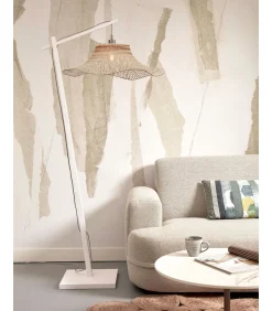 Online Vloerlamp Ibiza - Bamboe Wit/Naturel - 83x65x176cm Vloerlampen