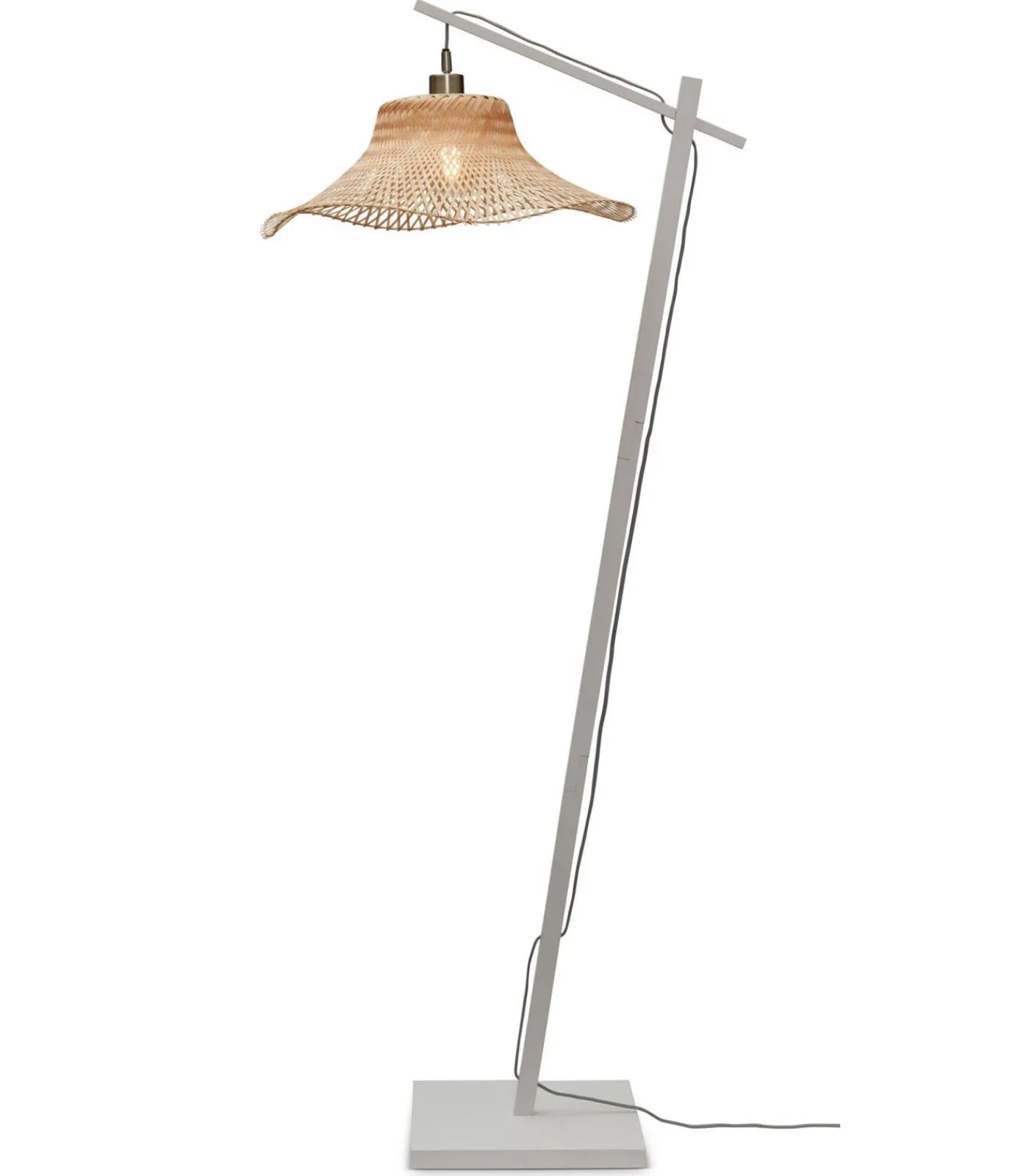 GOOD &MOJO Vloerlamp Ibiza - Bamboe Wit/Naturel - 77x50x150cm