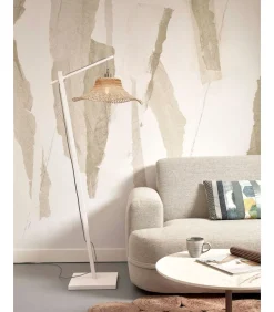 GOOD &MOJO Vloerlamp Ibiza - Bamboe Wit/Naturel - 77x50x150cm