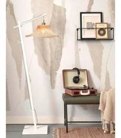 GOOD &MOJO Vloerlamp Ibiza - Bamboe Wit/Naturel - 77x50x150cm