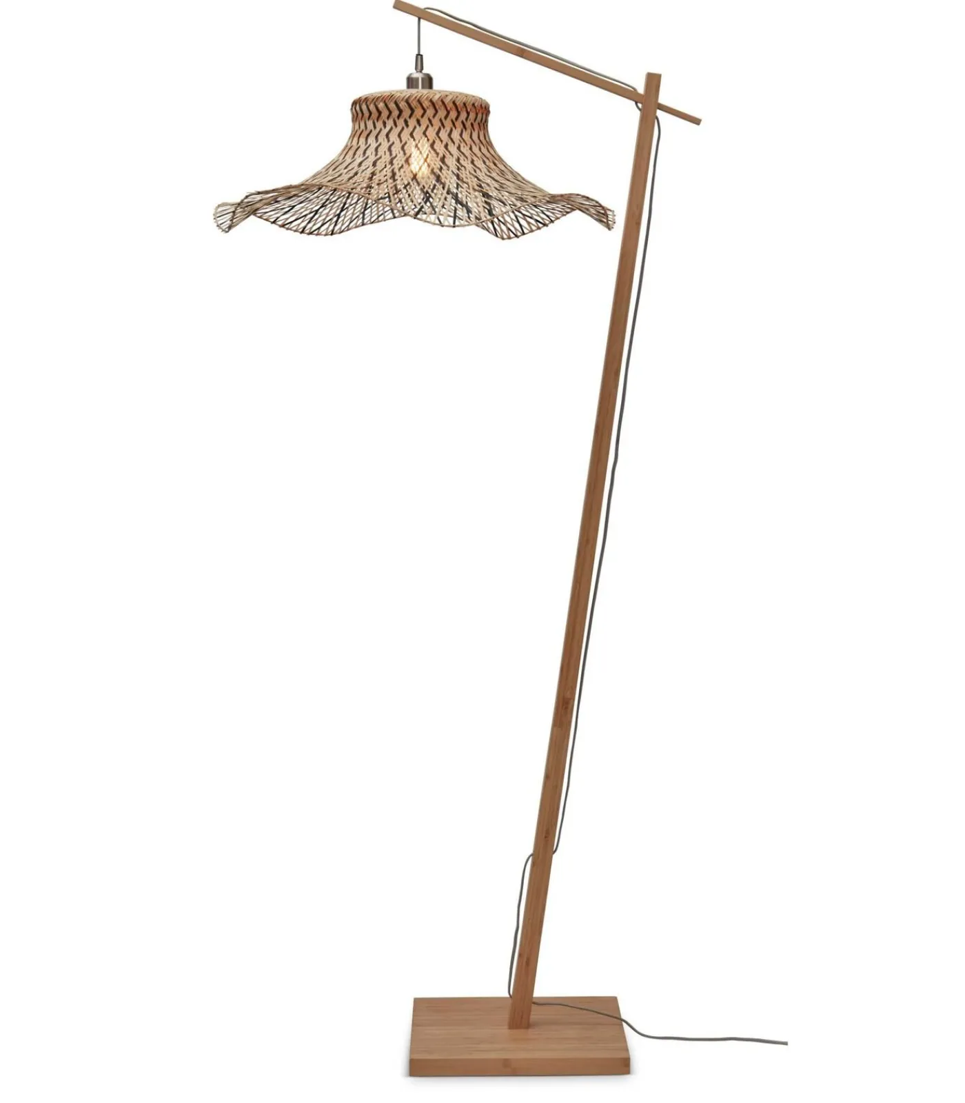 Sale Vloerlamp Ibiza - Bamboe/Zwart - 83x65x176cm Vloerlampen