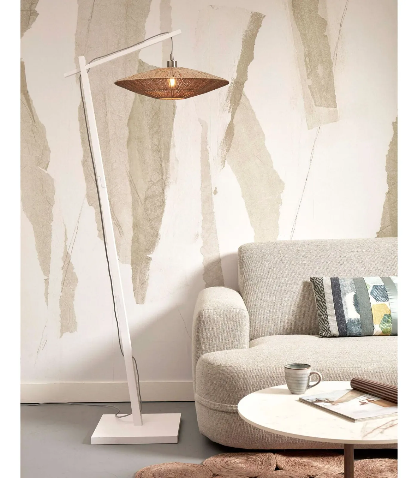 GOOD &MOJO Vloerlamp Iguazu - Bamboe Wit/Jute - 78x55x176cm