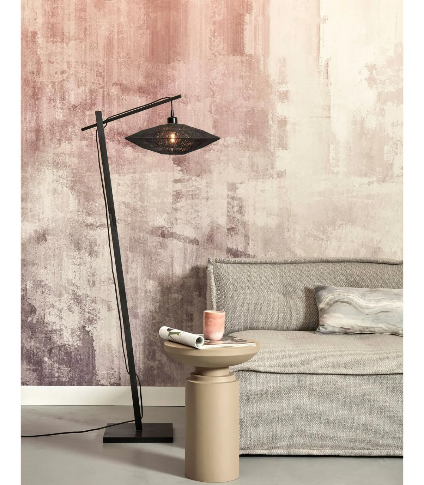 GOOD &MOJO Vloerlamp Iguazu - Bamboe/Jute Zwart - 62x40x150cm