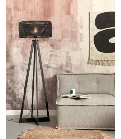 GOOD &MOJO Vloerlamp Java - Bamboe Zwart - 50x50x145cm
