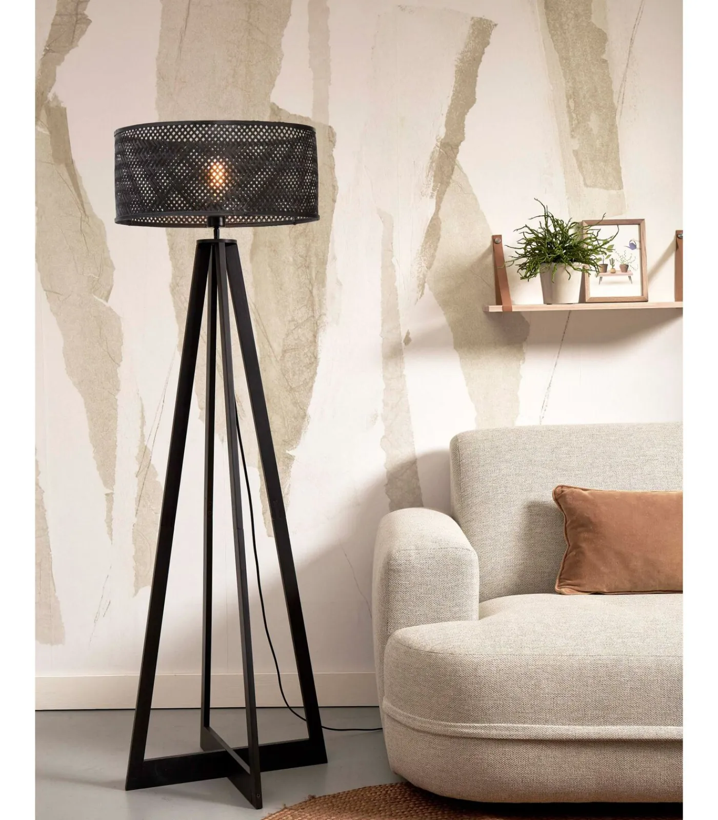 GOOD &MOJO Vloerlamp Java - Bamboe Zwart - 50x50x145cm