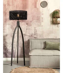 Hot Vloerlamp Java - Bamboe Zwart - 50x50x145cm - Driepoot Vloerlampen
