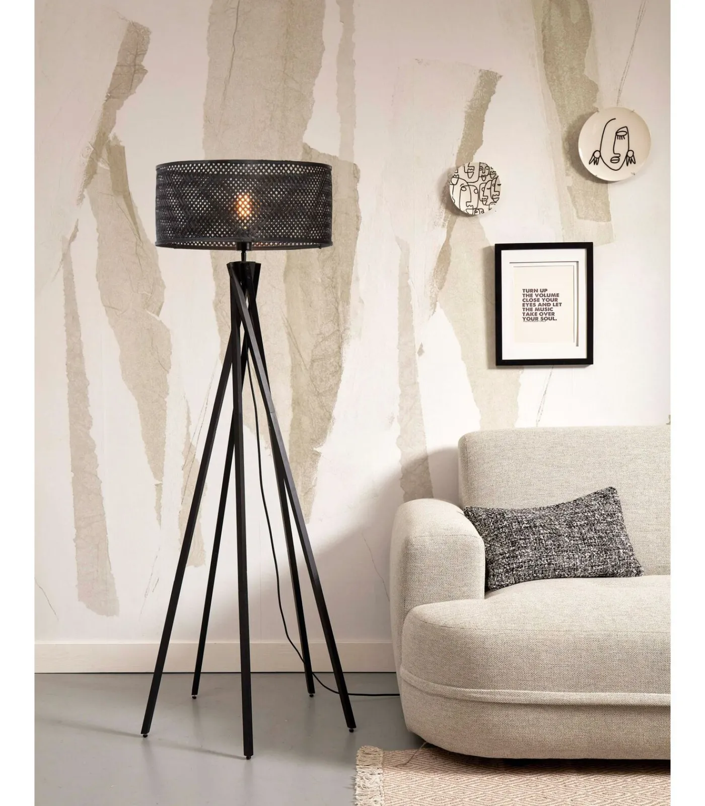 GOOD &MOJO Vloerlamp Java - Bamboe Zwart - Ø50x146cm