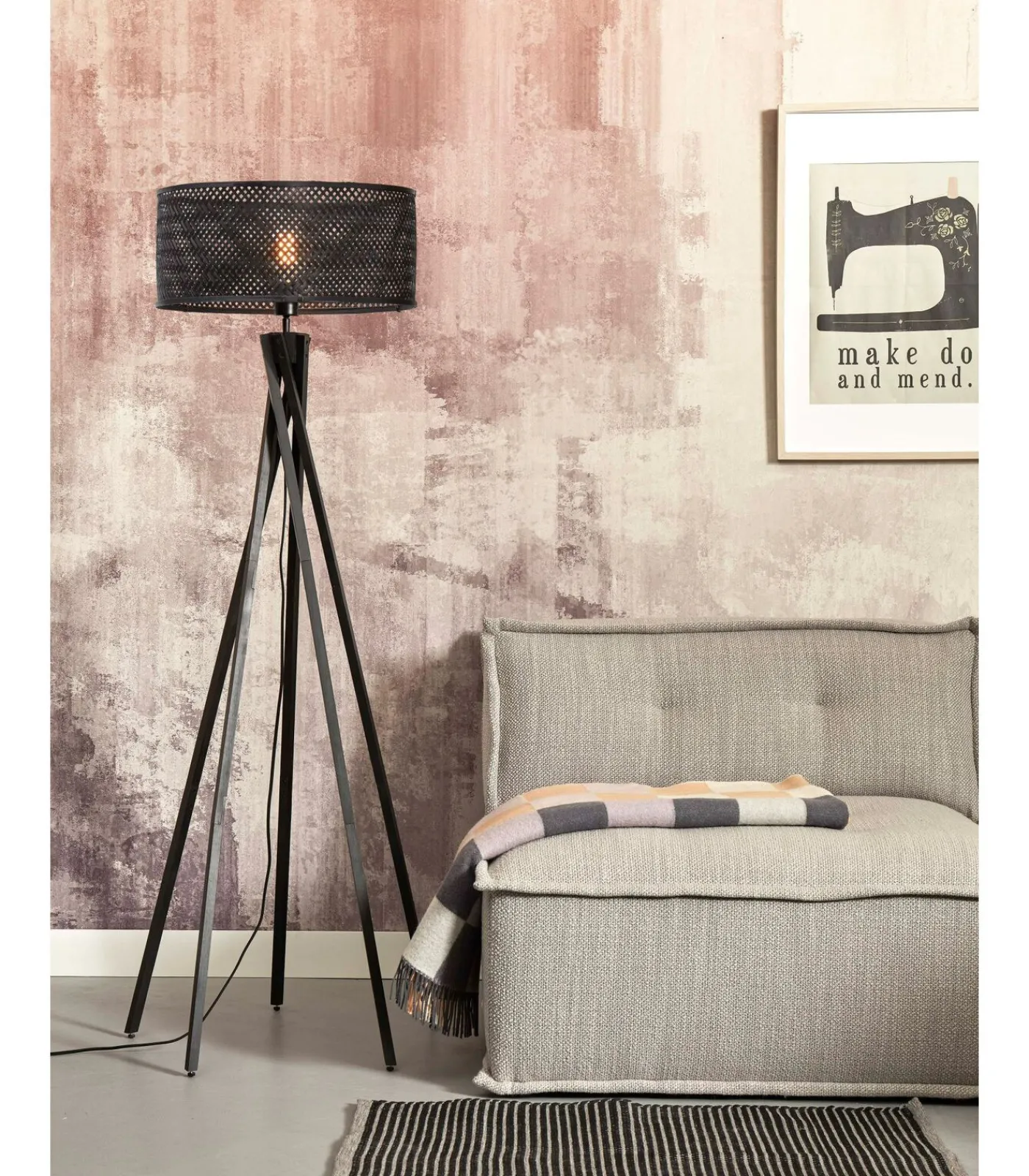 GOOD &MOJO Vloerlamp Java - Bamboe Zwart - Ø50x146cm