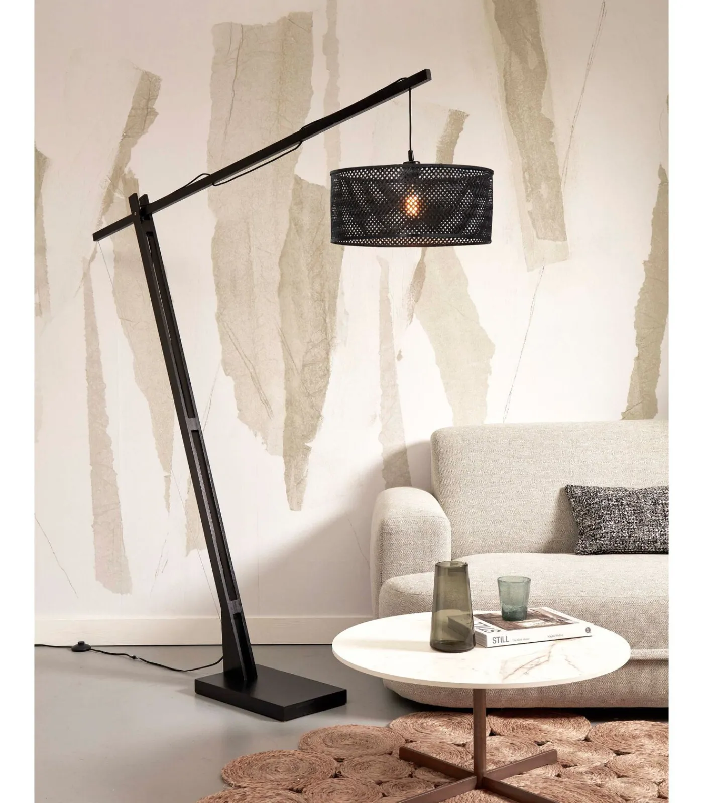 Online Vloerlamp Java - Bamboe Zwart - 175x50x207cm Vloerlampen