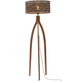 New Vloerlamp Java - Bamboe/Zwart - 50x50x145cm - Driepoot Vloerlampen