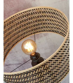 New Vloerlamp Java - Bamboe/Zwart - 50x50x145cm - Driepoot Vloerlampen