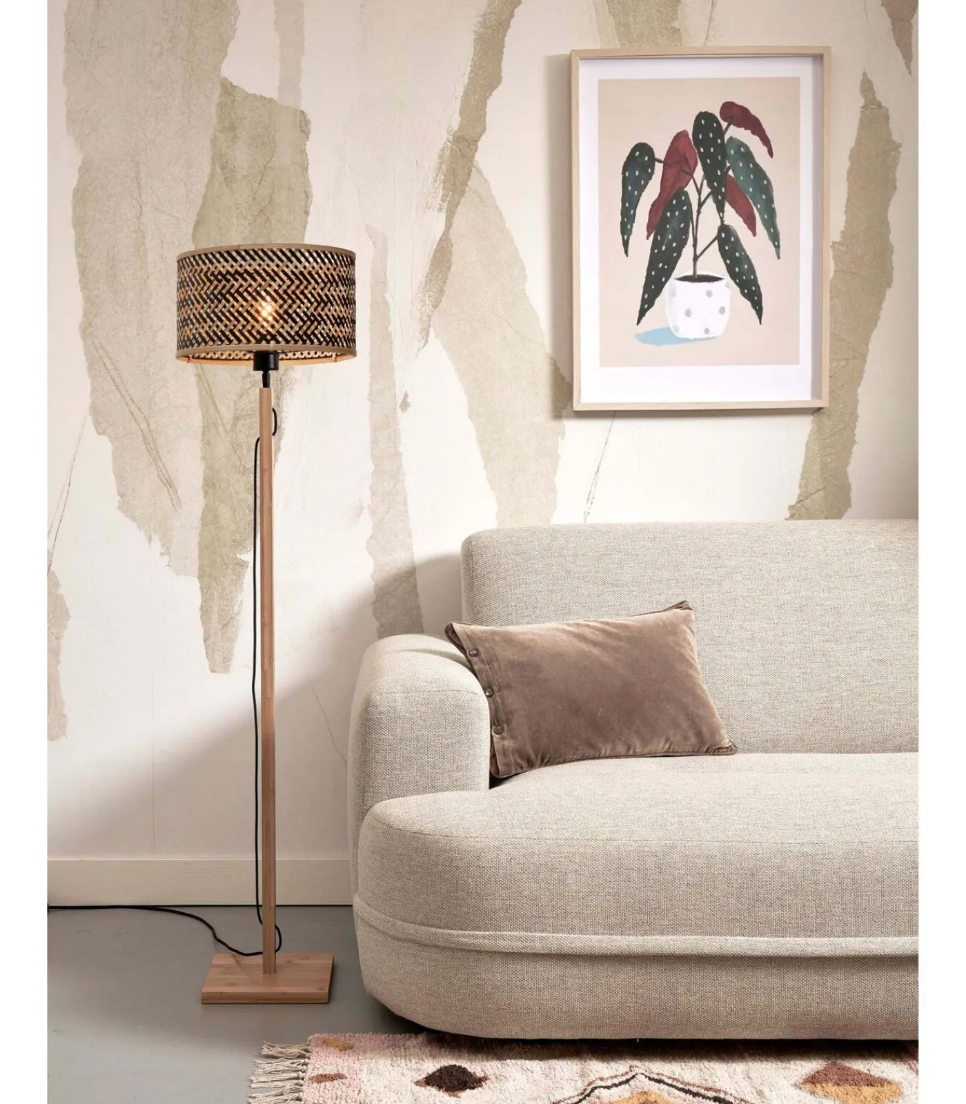 GOOD &MOJO Vloerlamp Java - Bamboe/Zwart - Ø32cm