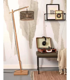 Discount Vloerlamp Java - Bamboe/Zwart - 58x32x150cm Vloerlampen