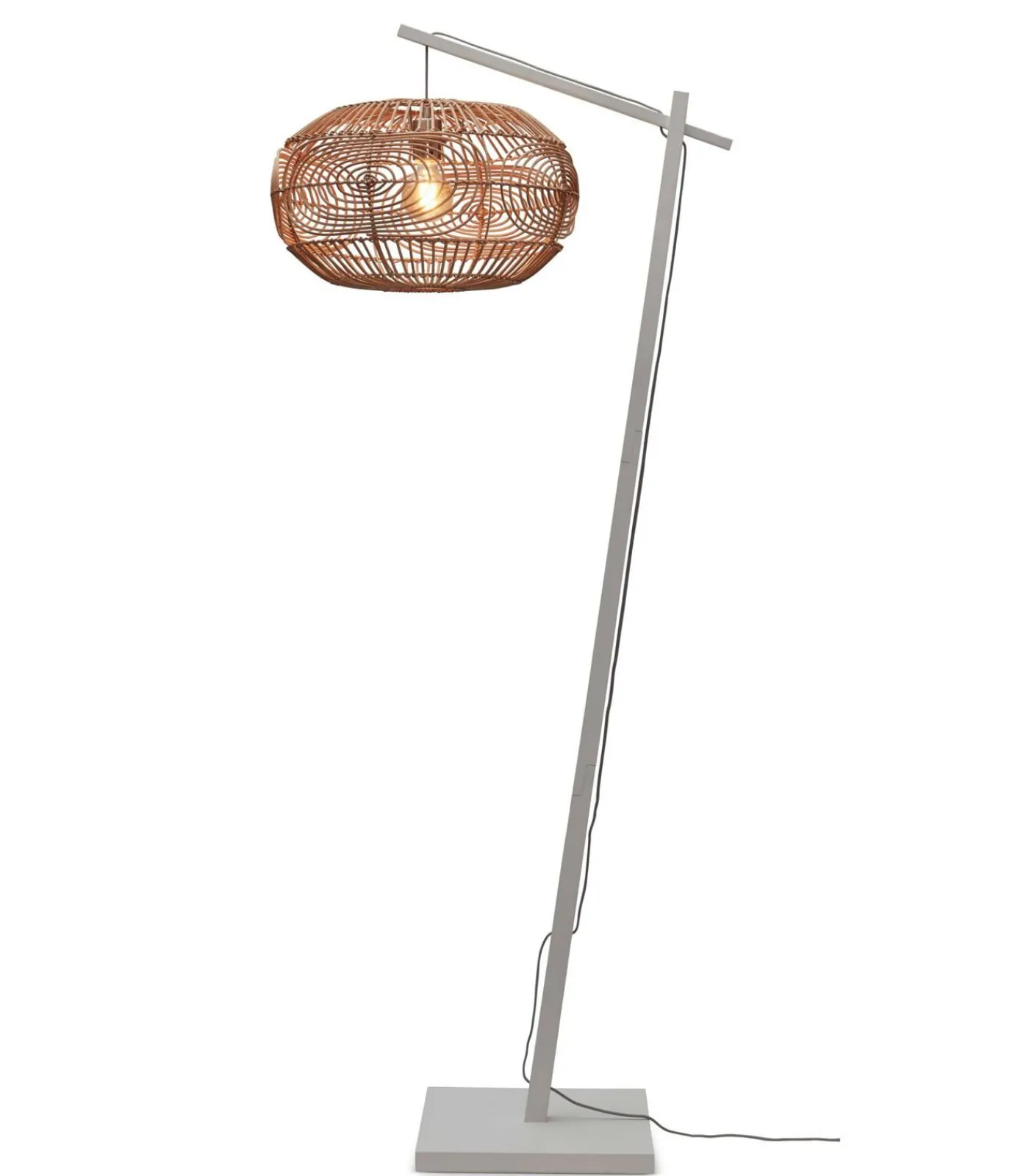 GOOD &MOJO Vloerlamp Madeira - Bamboe Wit/Rotan - 74x48x176cm