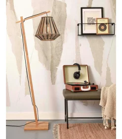 Discount Vloerlamp Merapi - Bamboe/Zwart - 57x30x150cm Vloerlampen