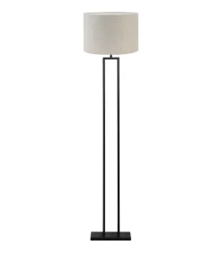 Outlet Vloerlamp Shiva/Livigno - Zwart/Naturel - Ø40x170cm Vloerlampen