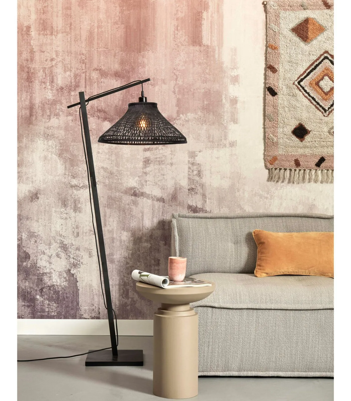 GOOD &MOJO Vloerlamp Tahiti - Bamboe Zwart - 65x45x150cm