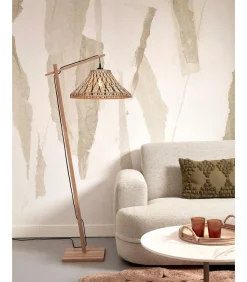 New Vloerlamp Tahiti - Bamboe/Zwart - 65x45x150cm Vloerlampen