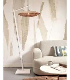 GOOD &MOJO Vloerlamp Tanami - Bamboe Wit/Rotan - 78x55x176cm