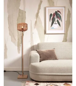 GOOD &MOJO Vloerlamp Tanami - Bamboe/Rotan - Ø25cm