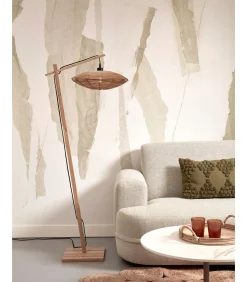 Discount Vloerlamp Tanami - Bamboe/Rotan - 63x40x150cm Vloerlampen