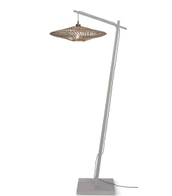 GOOD &MOJO Vloerlamp Zanzibar - Bamboe/Rotan Wit - 73x55x176cm