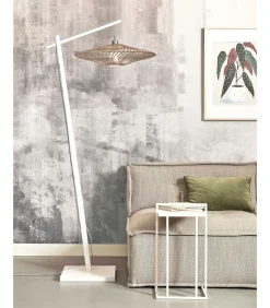 GOOD &MOJO Vloerlamp Zanzibar - Bamboe/Rotan Wit - 73x55x176cm