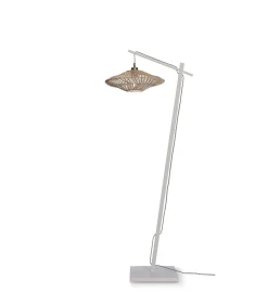 Best Vloerlamp Zanzibar - Bamboe/ Rotan Wit - 63x40x150cm Vloerlampen