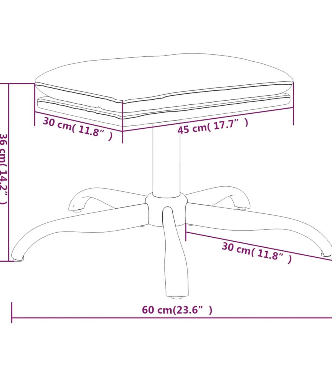 vidaXL Voetenbank 60x60x36 cm fluweel lichtgrijs