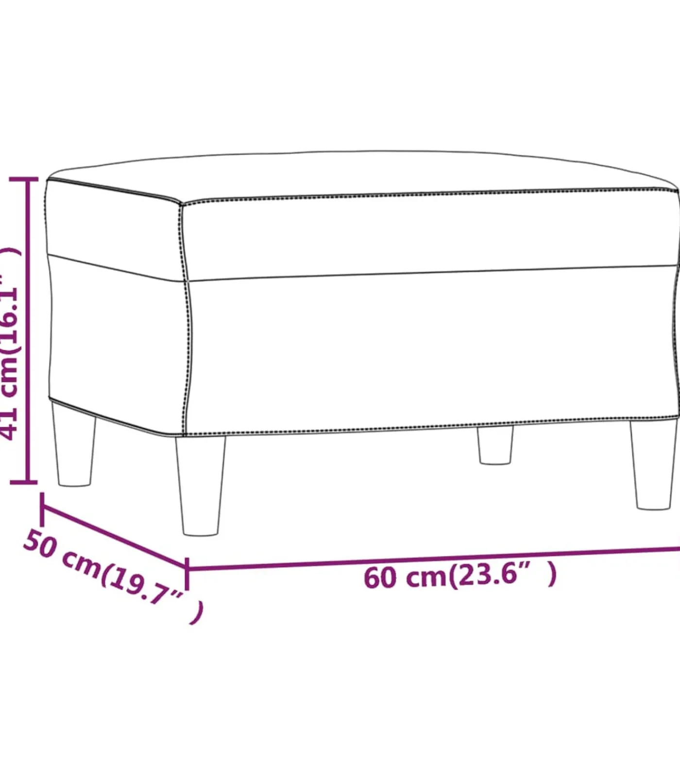 vidaXL Voetenbank 60x50x41 cm kunstleer crèmekleurig