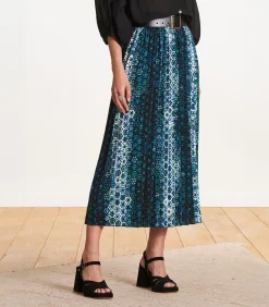 New Volledig geplooide midirok in petrolblauw DAMES Rokken