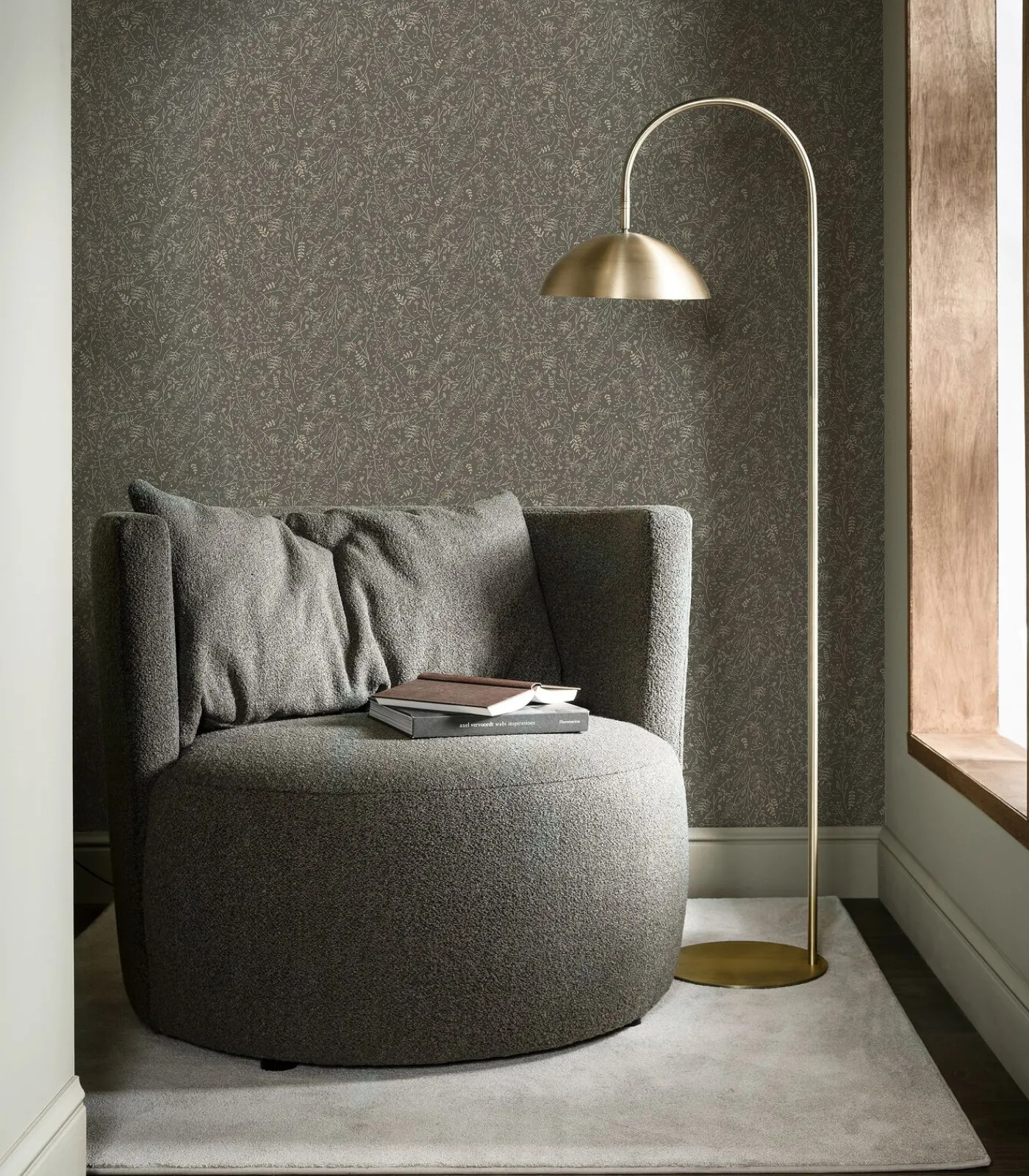 Outlet Vliesbehang | Twigs Soil Gold Wanddecoratie